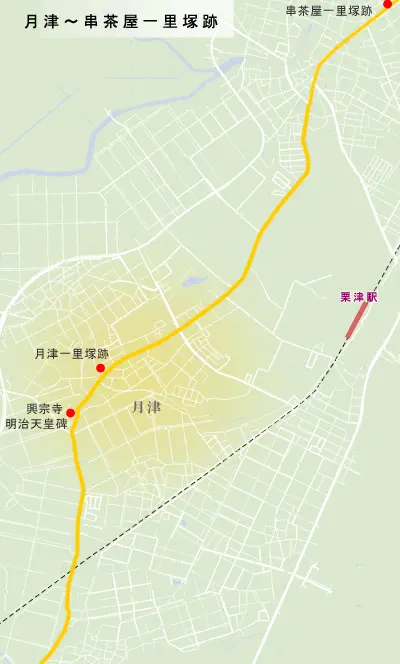 北陸道　月津～串茶屋一里塚跡の地図