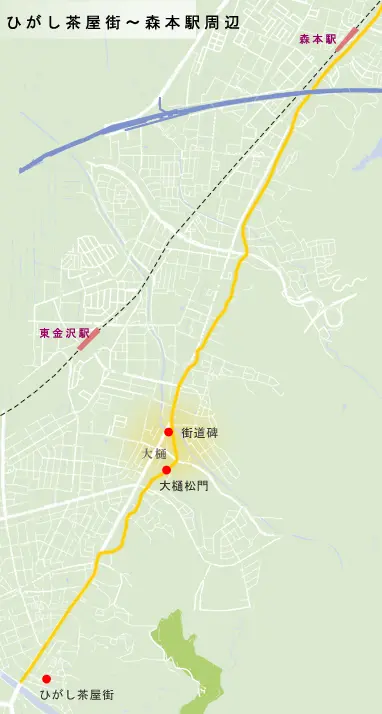 北陸道　ひがし茶屋町～森本駅周辺の地図