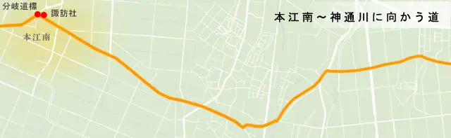 北陸道　本江南～神通川に向かう道の地図