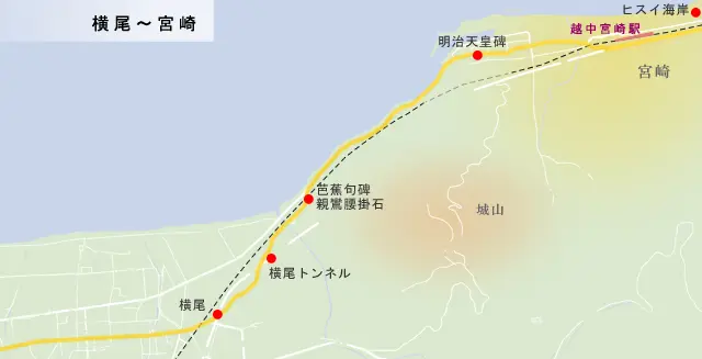北陸道　横尾～宮崎の地図