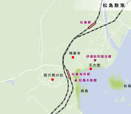 石巻街道　松島散策の地図