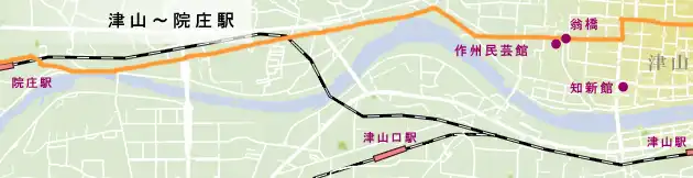 出雲街道　津山～院庄駅の地図
