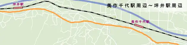 出雲街道　美作千代駅周辺～坪井駅周辺の地図
