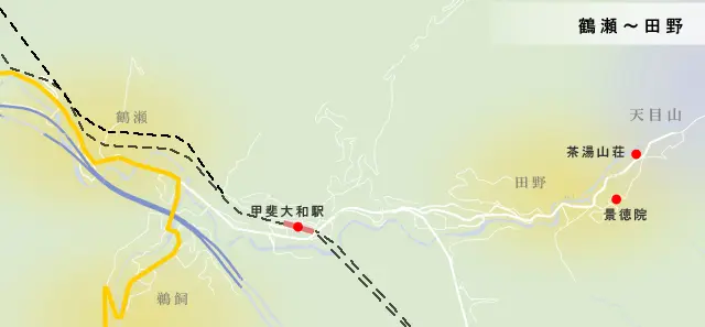 鶴瀬～田野までの地図