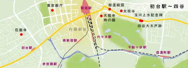 初台駅～四谷の地図