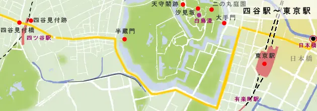 四谷駅～東京駅までの地図