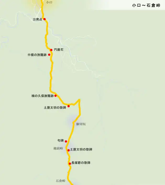 熊野古道　小口～石倉峠の地図