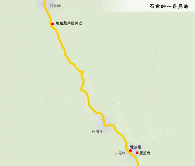 熊野古道　石倉峠～舟見峠の地図