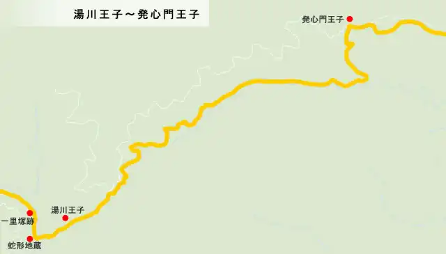熊野古道　湯川王子～発心門王子の地図