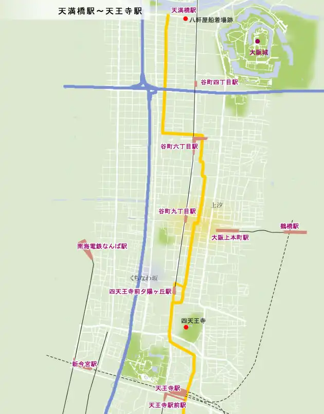熊野古道　天満橋駅～天王寺駅の地図