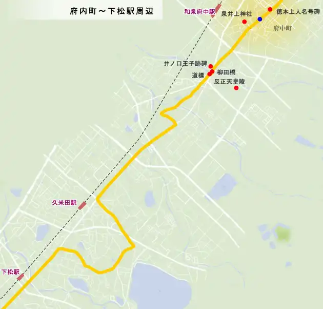 熊野古道　府中町～下松駅周辺の地図