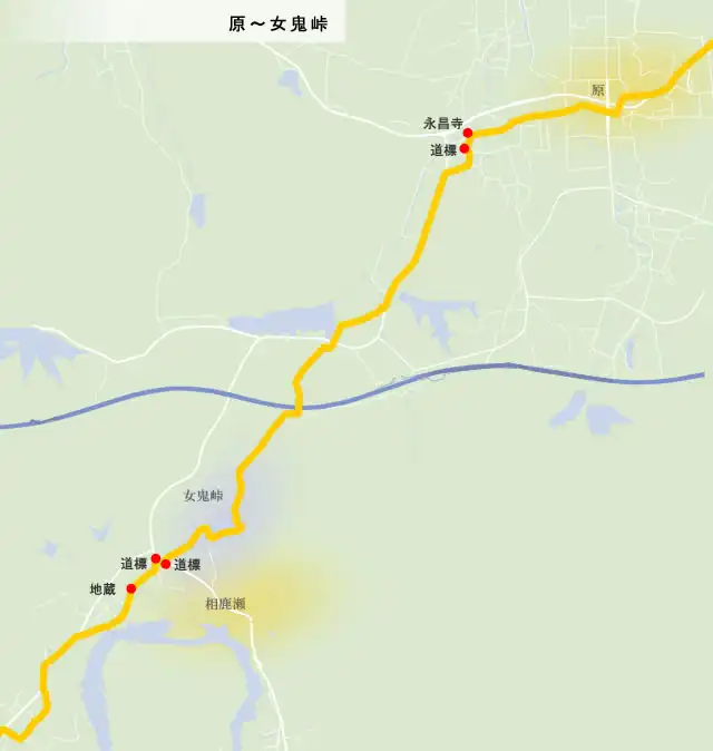 熊野古道　原～女鬼峠の地図