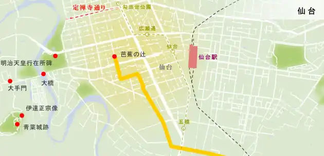 仙台の散策の地図
