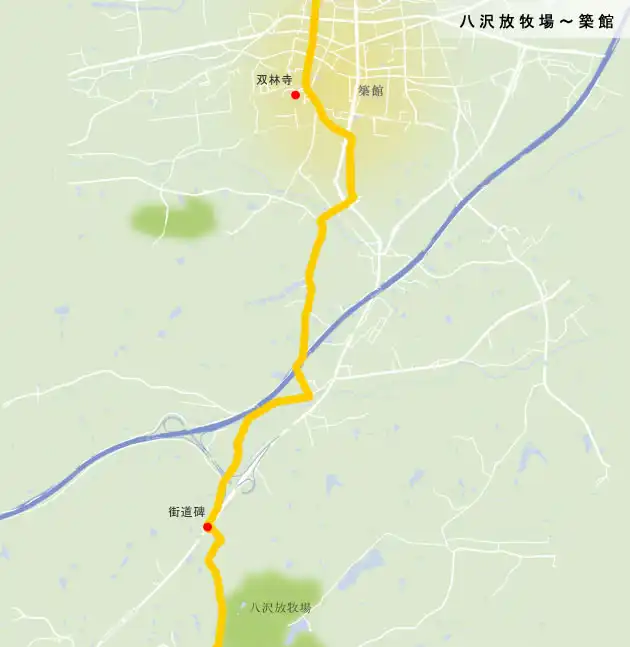 八沢放牧場～築館の地図