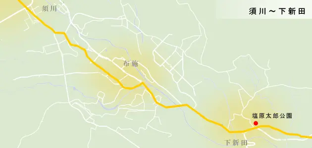 三国街道　須川～下新田の地図