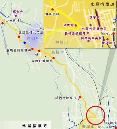 長崎街道　大神宮神社から永昌宿までの地図