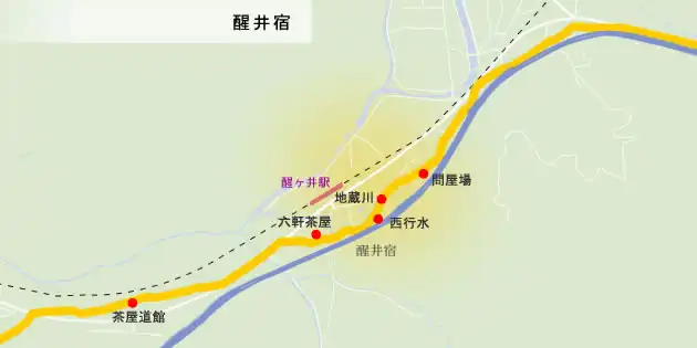 中山道　醒井宿の地図