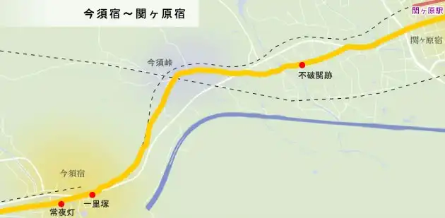 中山道　今須宿～関ヶ原宿の地図