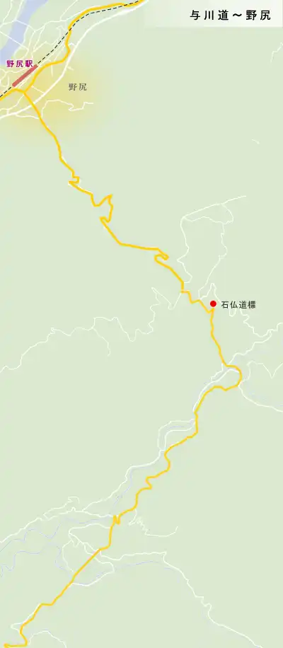 中山道　与川道～野尻の地図