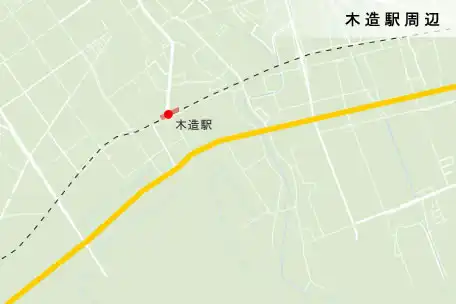 大間越街道　木造駅の地図