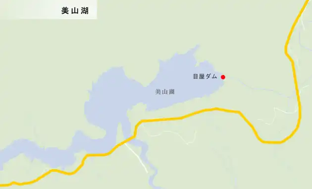大間越街道　美山湖の地図