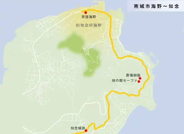 琉球・歴史の道　南城市海野～知念の地図