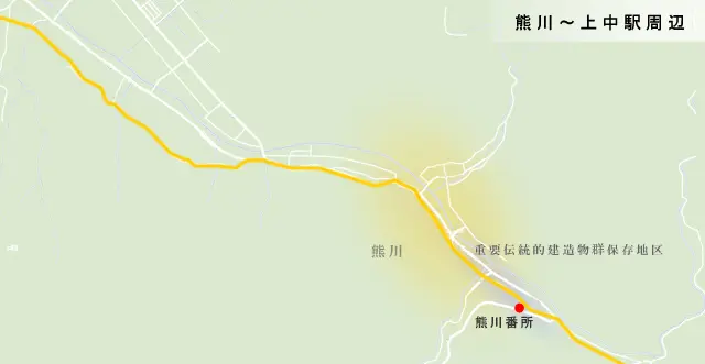 若狭街道(鯖街道)　熊川～上中駅周辺までの地図