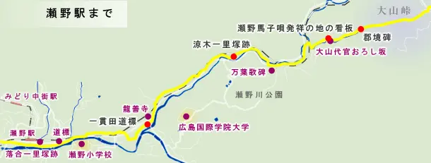 山陽道　大山峠から瀬野駅周辺までの地図