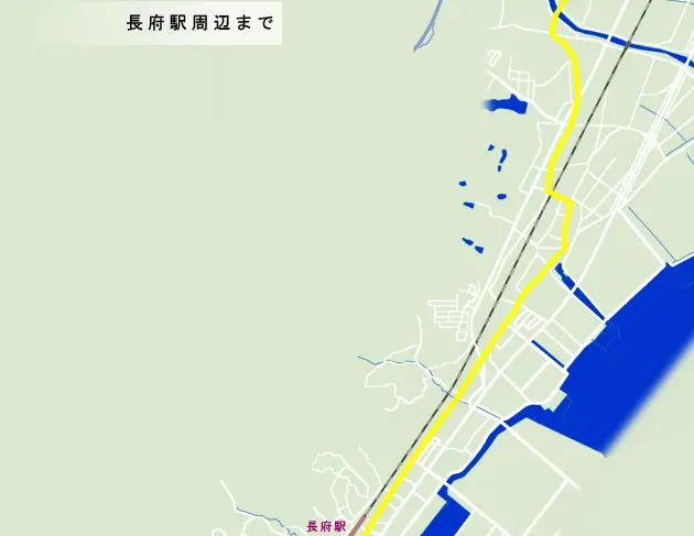 山陽道　小月～長府駅周辺までの地図