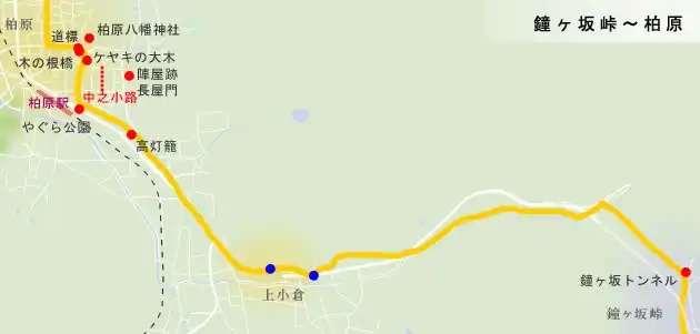 篠山街道　鐘ヶ坂峠～柏原の地図