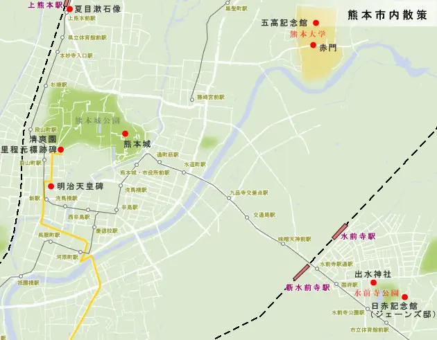 薩摩街道　熊本市内散策の地図