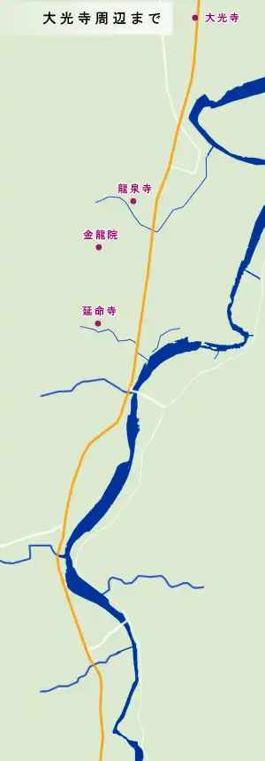 湯ヶ島から大光寺周辺までの地図