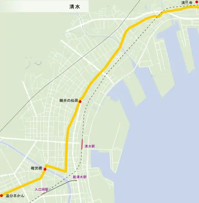東海道　清水の地図