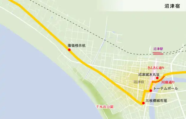 東海道　沼津宿の地図