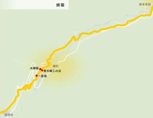東海道　畑宿の地図