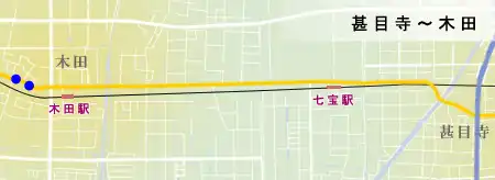 津島街道　甚目寺～木田の地図