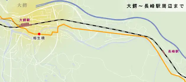 羽州街道　大鰐～長峰駅周辺までの地図