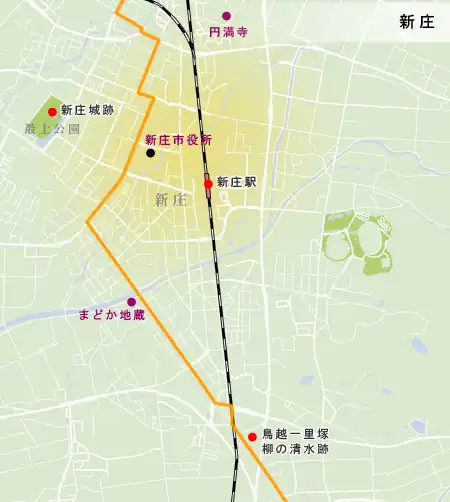 羽州街道　新庄へ向かう道中の地図