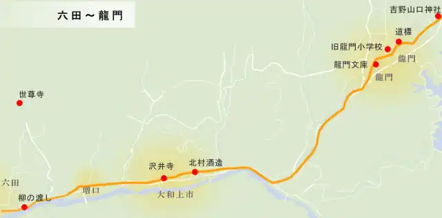 和歌山街道　六田～龍門の地図