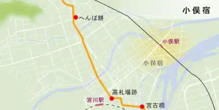 和歌山街道　小俣宿の地図