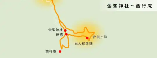 吉野山参詣道　金峯神社～西行庵の地図