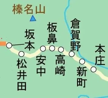 坂本～安中～本庄の中山道地図